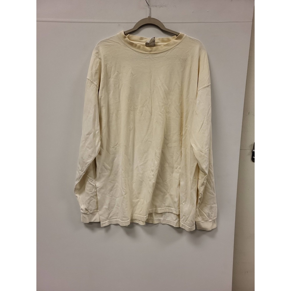 Pluma Heavyweight Cotton Long Sleeve T-Shirt Mens XL Cream Color‎ Blank Tee